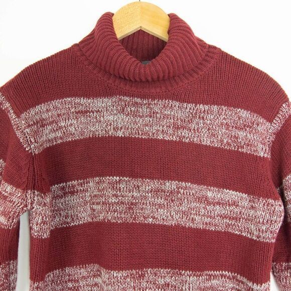Eddie Bauer Turtleneck Striped cotton blend Sweater, Burgundy M - Picture 5 of 10
